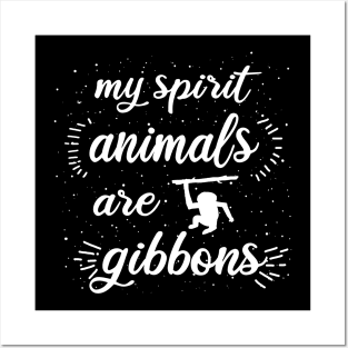 My spirit animal Gibbon retro monkey pirate monkey Posters and Art